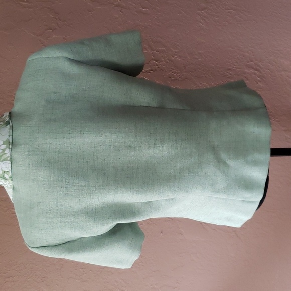 Vintage Leslie Fay Green Short Sleeve Blazer with Scarf Size 10 - Picture 3 of 5